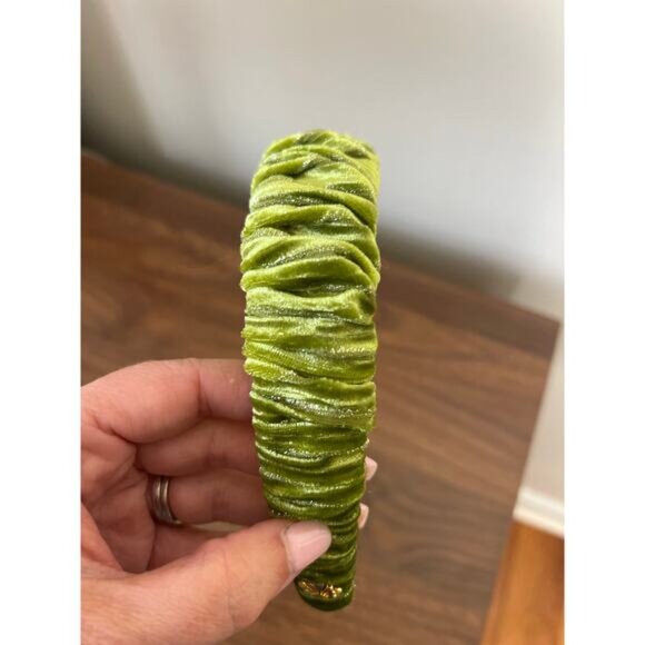 NEW Lele Sadoughi Velvet Kelly Ruched Headband Women's Chartreuse One Size - Picture 4 of 7